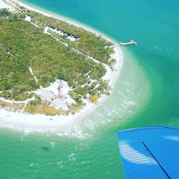 Sanibel Island Florida - Strand, Sonnenschein, Golf von Mexiko, Luftansicht